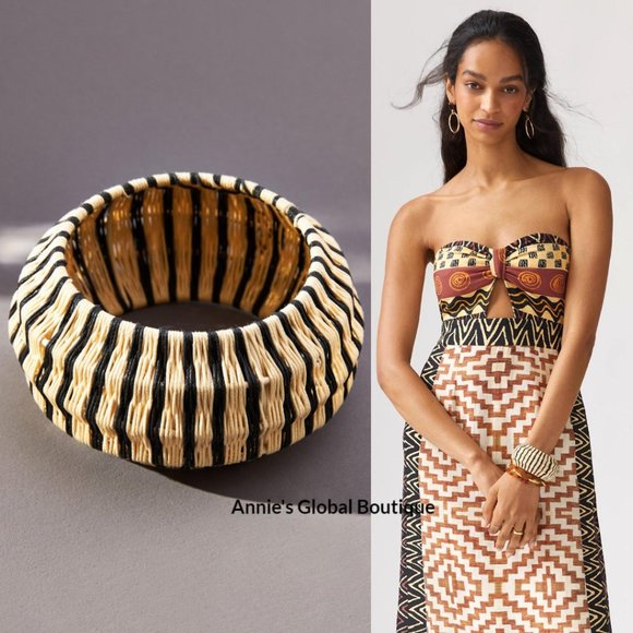 NWT ANTHROPOLOGIE Rosamund Woven Rattan Bangle Bracelet - Picture 16 of 16